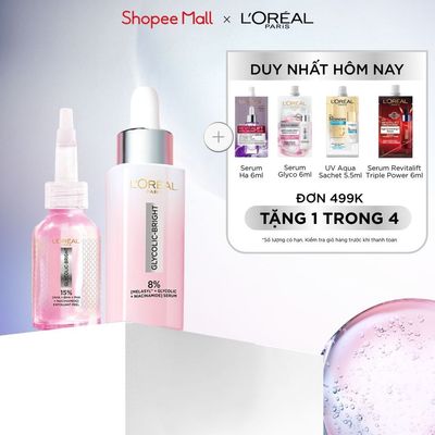 Bộ Dưỡng chất làm sạch Exfoliant Peel 25ml & Serum Glycolic Melasyl 8% L'Oreal Paris 30ml