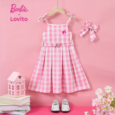 Barbie™ X Lovito Kids Kỳ nghỉ Váy hồng dễ thương thắt eo nơ xuân hè cho bé gái LB1AD005