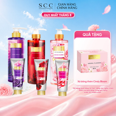 Combo Sữa Tắm Nước Hoa 640g & Sữa Dưỡng Thể Sáng Da 300g Cindy Bloom - Bộ Đôi Dưỡng Sáng Lưu Hương
