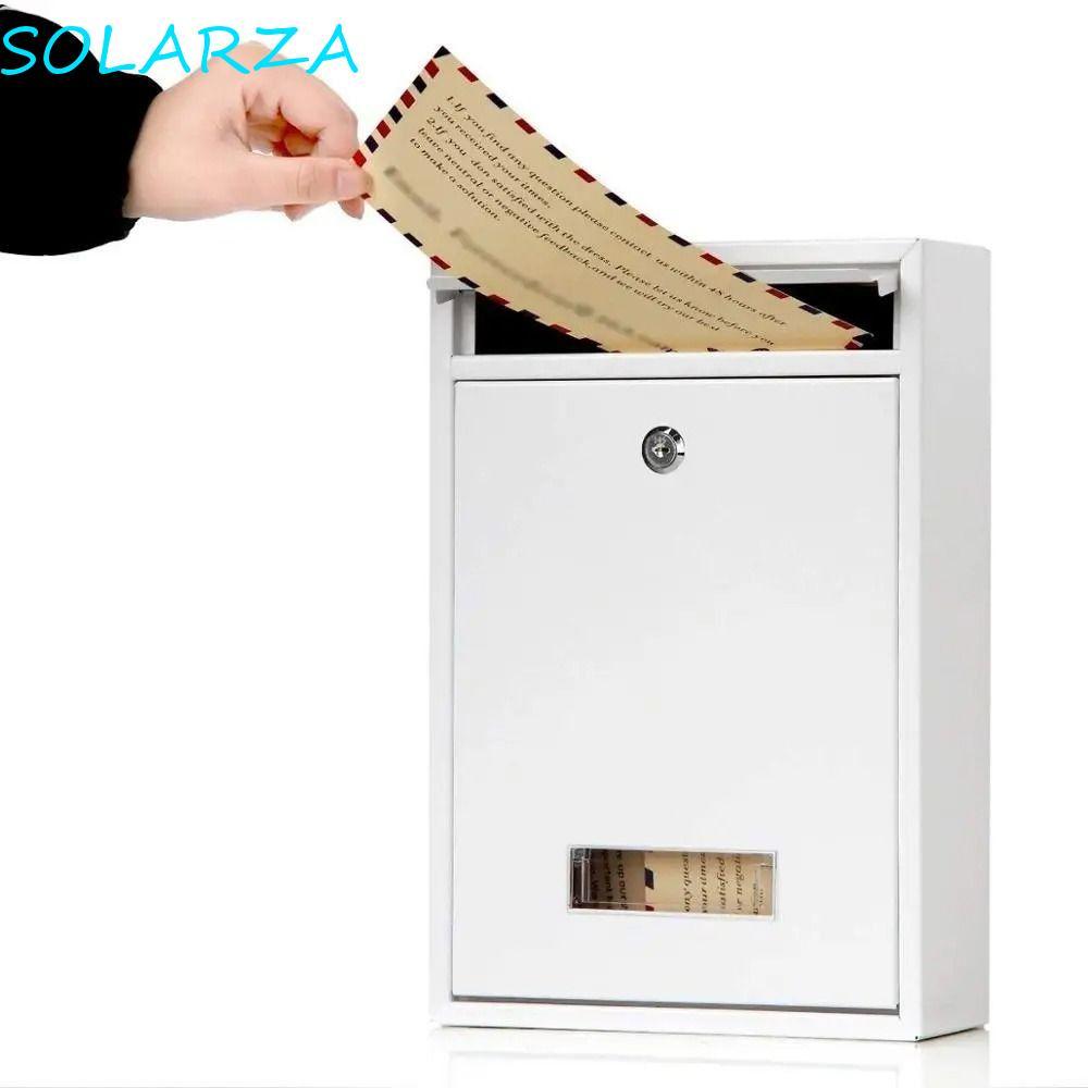 Hộp thư treo tường SOLARZA, Hộp chữ thiếc sắt chống mưa, Hộp thư Khóa an toàn chống gỉ với 2 phím Hộ