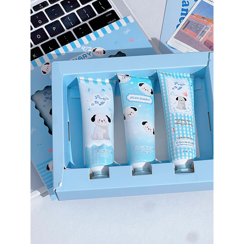 JOJO DIARY / Jiujiu DIARY Little White Puppy Hand Cream Set Hộp Dưỡng Ẩm Thu Đông Chống Khô Thô Sấy