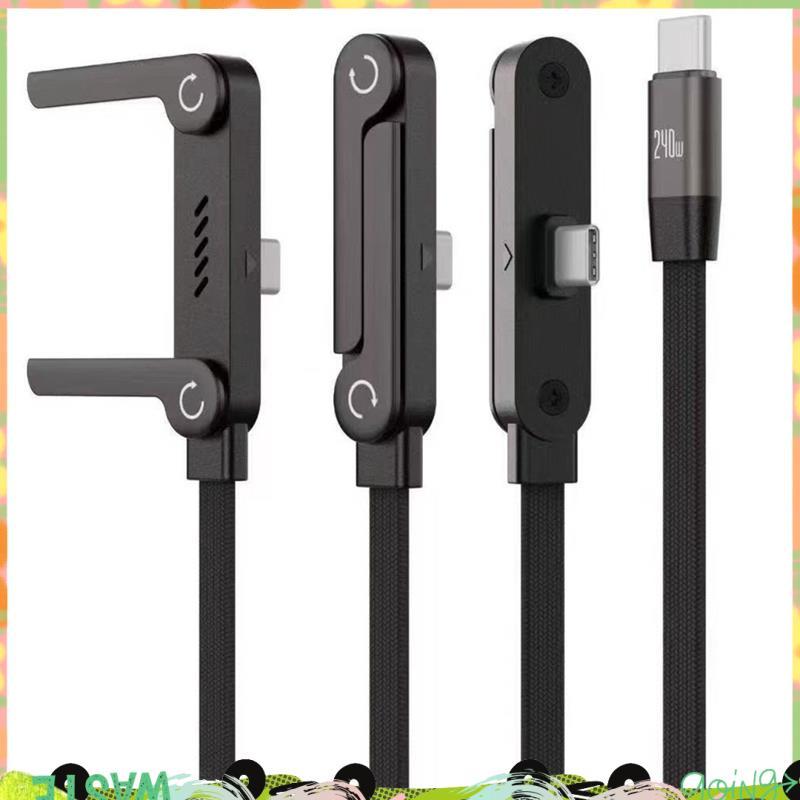 Dây giữ cáp dữ liệu có thể gập lại 240W 2 trong 1 Type C sang Type C cho IOS 18 / 17 / 16
