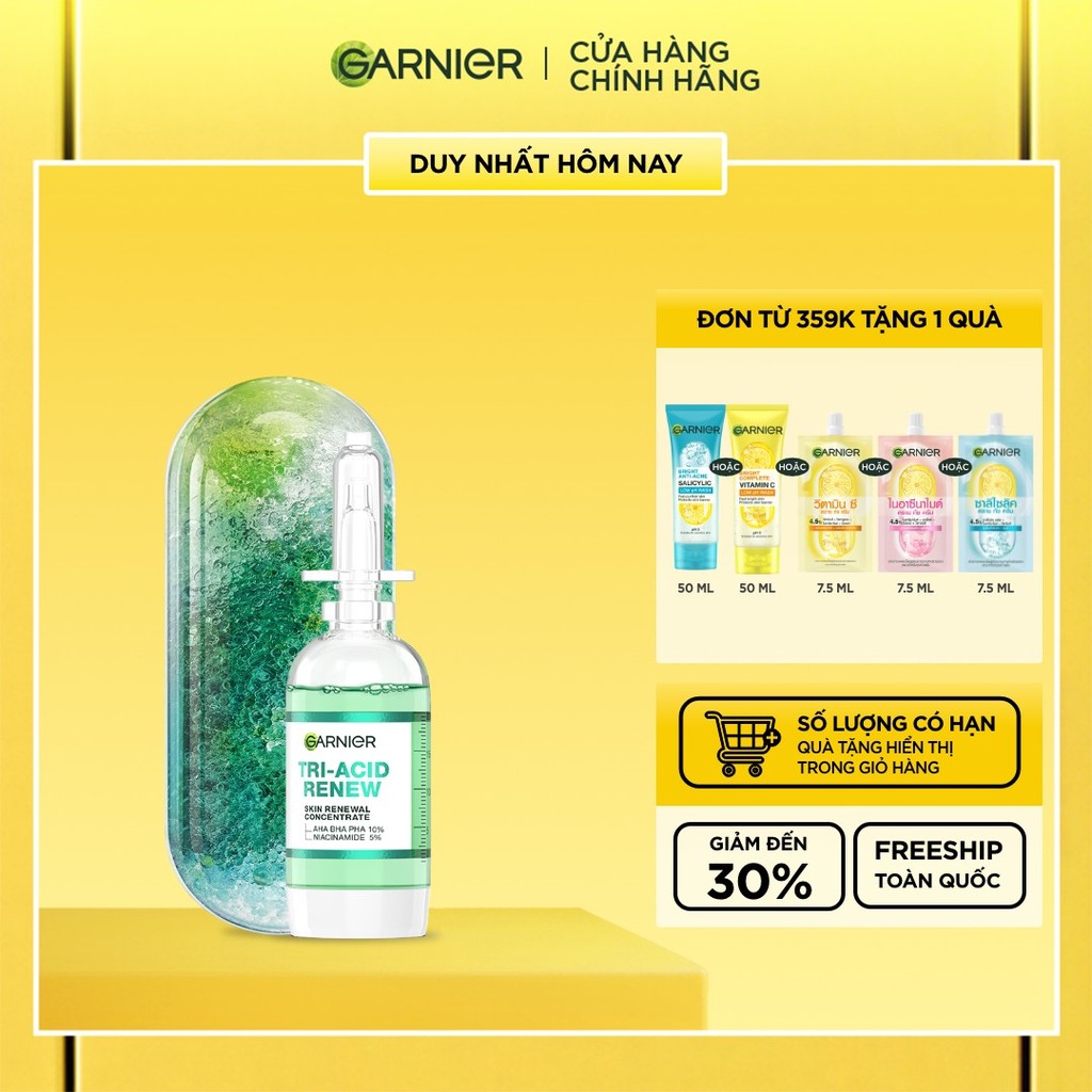 Serum Tri-Acid Garnier thế hệ mới 15% [PHA,AHA BHA ,NIACINAMIDE] giúp da trông sáng hơn láng hơn khỏ