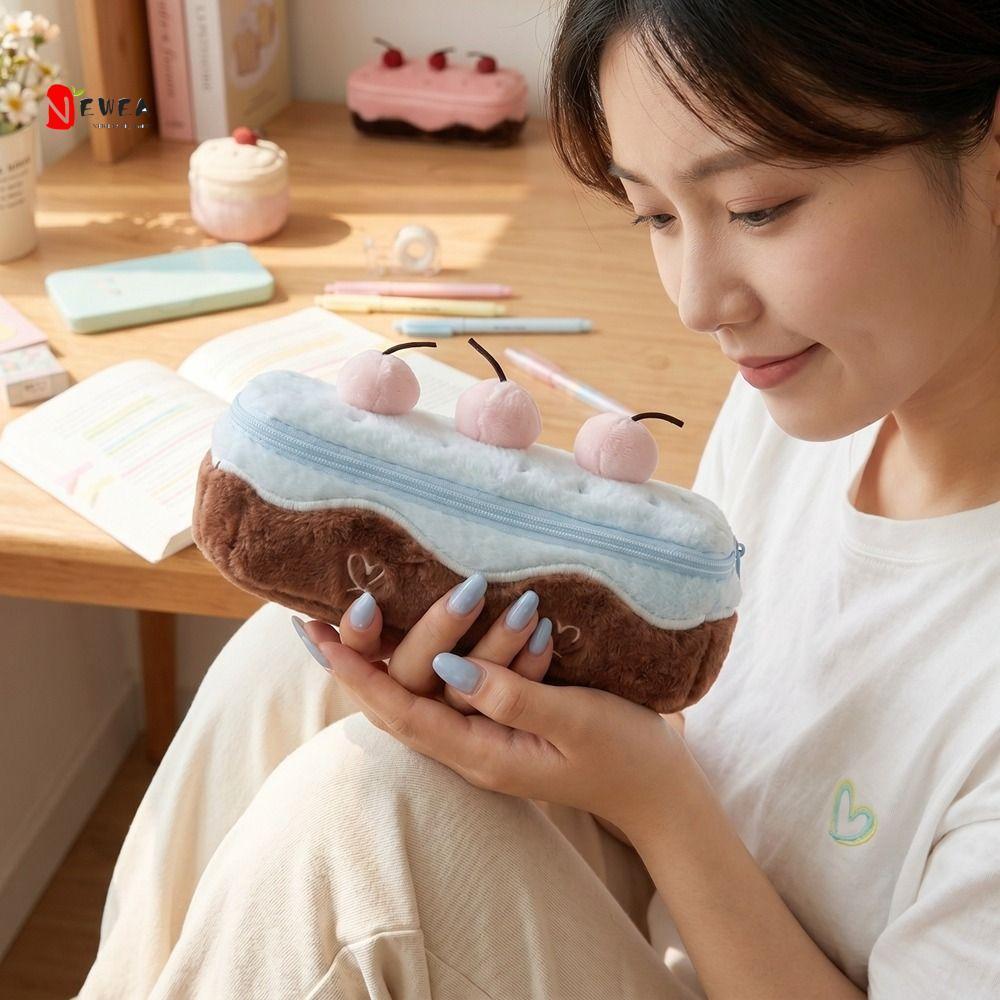 NEWEARTH LIMIT Túi đựng bút anh đào sang trọng, Hộp đựng bút chì Kawaii thêu trái tim, Hộp đựng tran