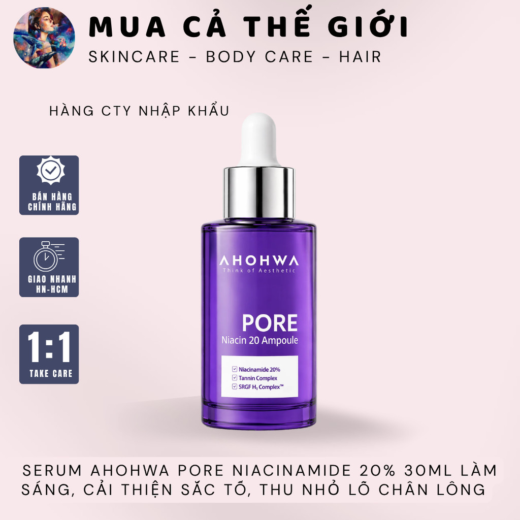 [HÀNG CÔNG TY] Serum Ahohwa Pore Niacinamide 20% Ahohwa 30ml | Serum làm sáng, cải thiện sắc tố, thu nhỏ lỗ chân lông - 30ml