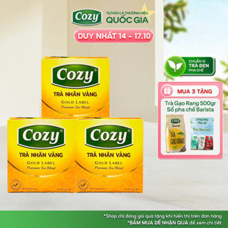 COMBO 3 Trà Đen Nhãn Vàng Cozy Túi Lọc Rời (3 hộp x 100 túi) Hương Vị Đậm Đà Và Thanh Lọc Cơ Thể