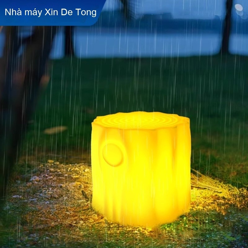 LED Courtyard Wooden Stool Creative Sofa Glowing Colorful Remote Control Plastic Chair Garden Decora