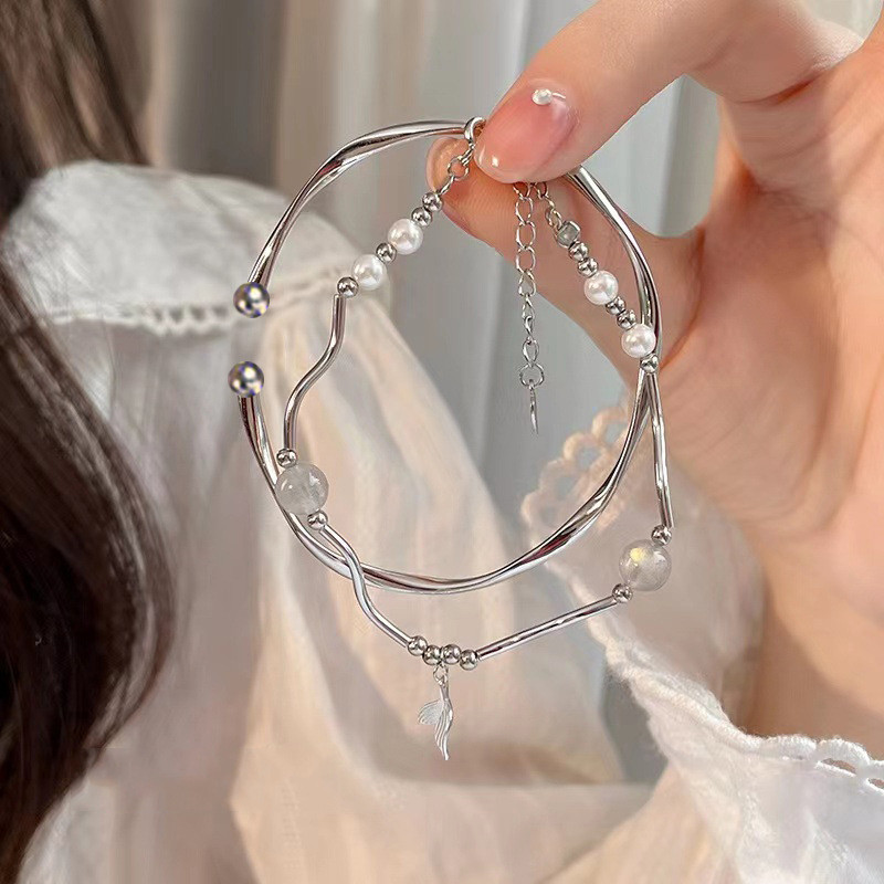 bộ vòng tay đá ánh trăng vòng tay nhẫn Mobius Vòng tay đuôi cá