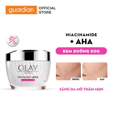 Kem Dưỡng Ẩm OLAY LUMINOUS NIACINAMIDE + AHA Hỗ Trợ Dưỡng Sáng Da, Mờ Thâm Mụn 50G