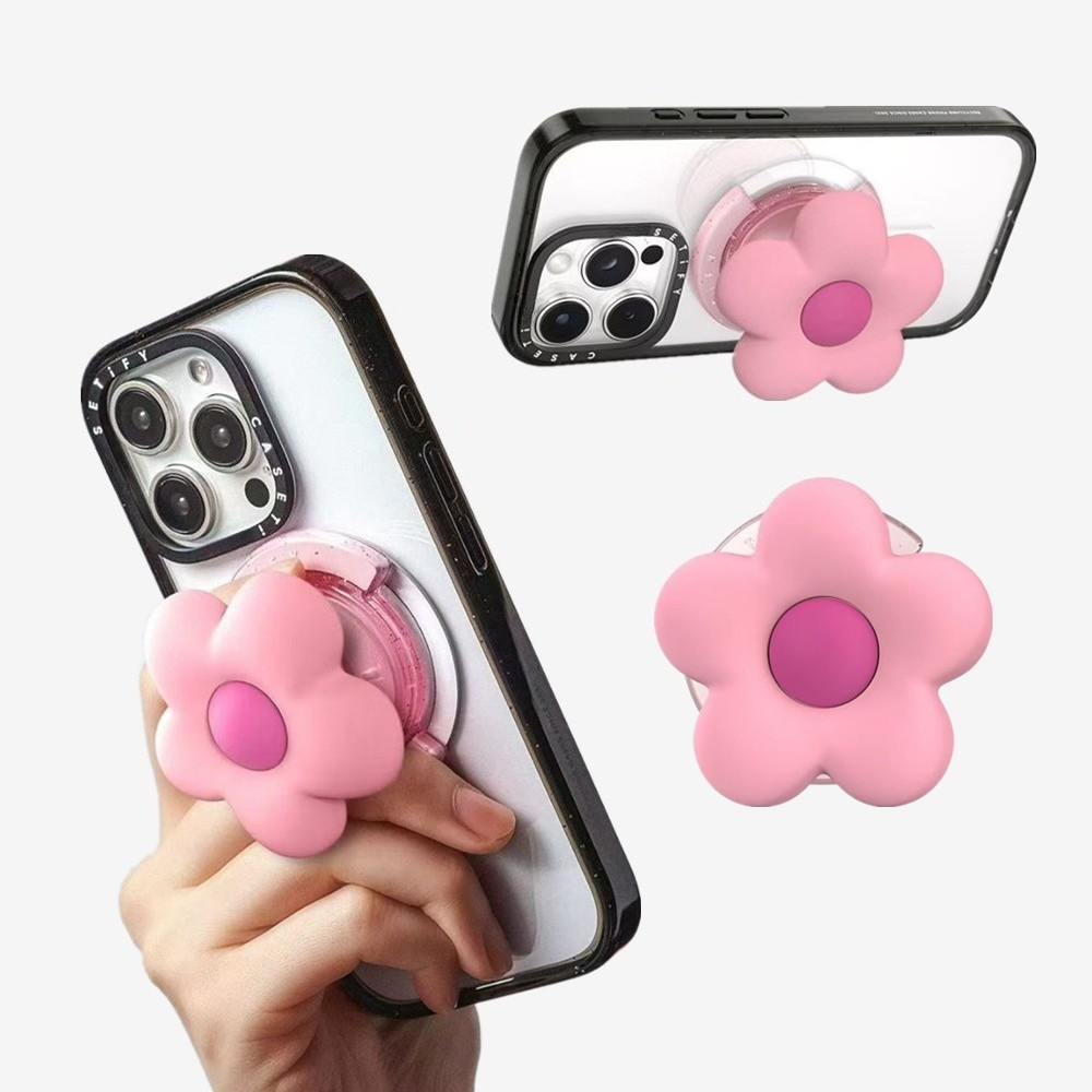 CaseTifg Đẹp 3D Hoa Chân Đế Từ Tính Cầm Có Hộp Cho iPhone Điện Thoại Gấp Giá Đỡ Silicon Lỏng Di Động Fulcrum Tương Thích Đa Năng Giá Đỡ Mô Hình