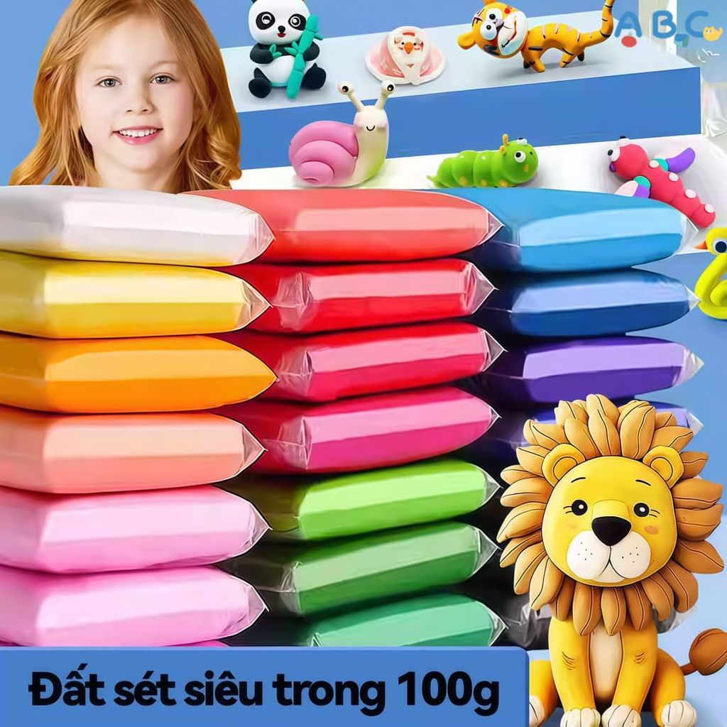 đất sét tự khô Trẻ em an toàn và tự nhiên,Đất sét nhẹ tự khô,Không dính, có nhiều màu sắc - đất sét 