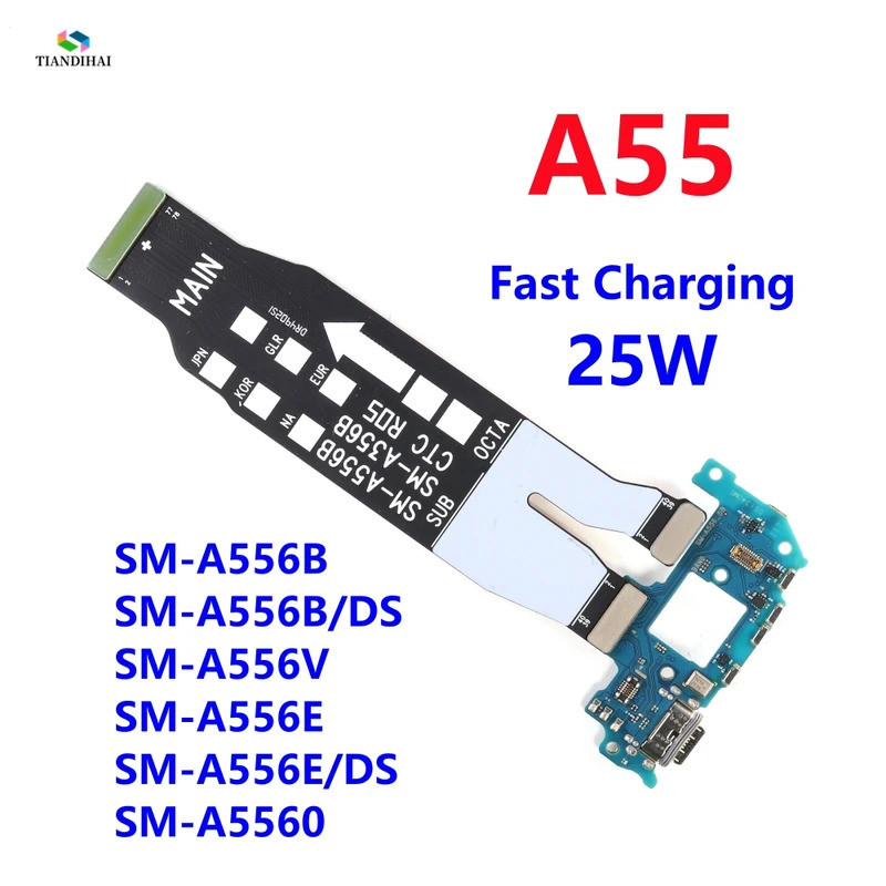 Đầu nối bảng sạc USB Cáp mềm SUB chính cho Samsung Galaxy A55 5G A556 A556B A556E A556B / DS Cổng đế