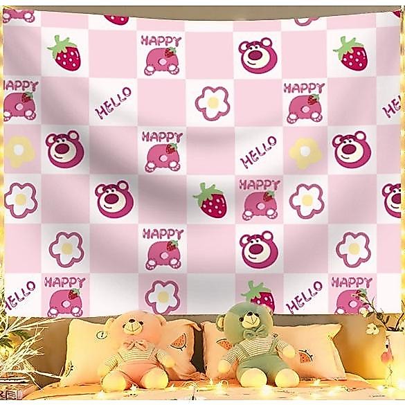 Rèm treo cửa, Rèm Khoen Lỗ, Rèm Dán Tường HELLO GẤU DÂU hiện đại nhiều kich thước