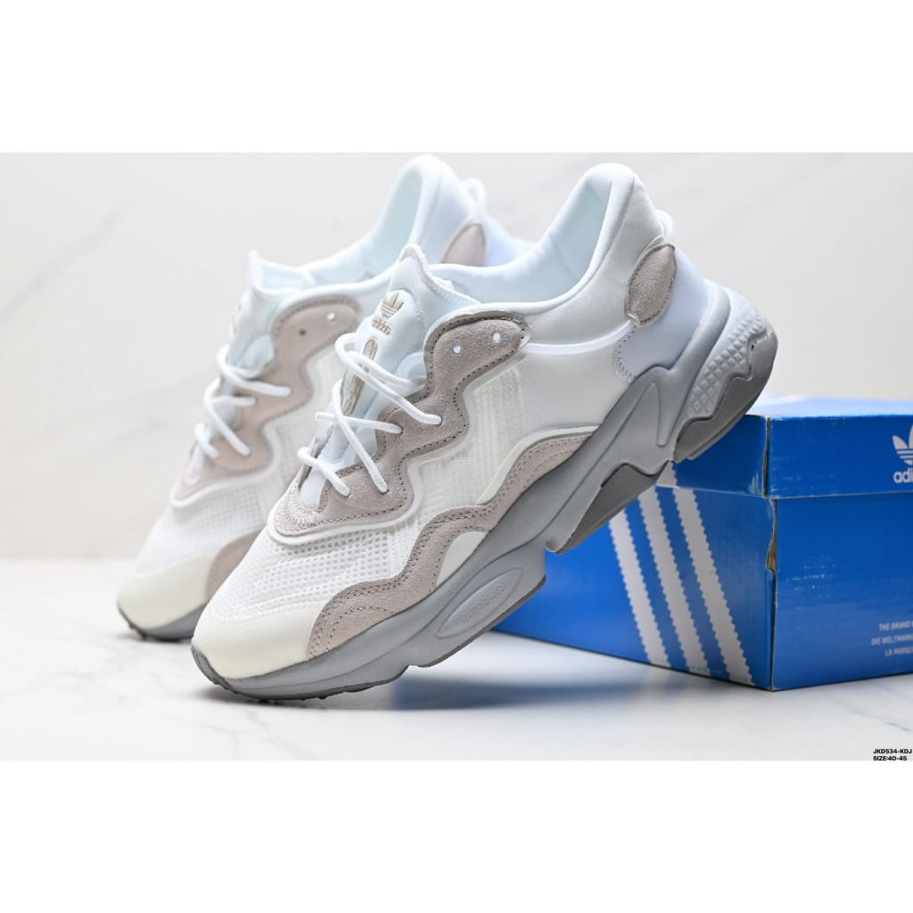 Giày chạy bộ thể thao thông thường Adidas Ozweego màu trắng xám
