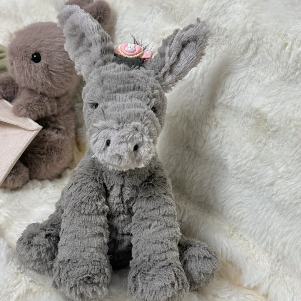 50CE Cute little donkey plush toy, gray soft and adorable animal stuffed toy, children's comfort dol