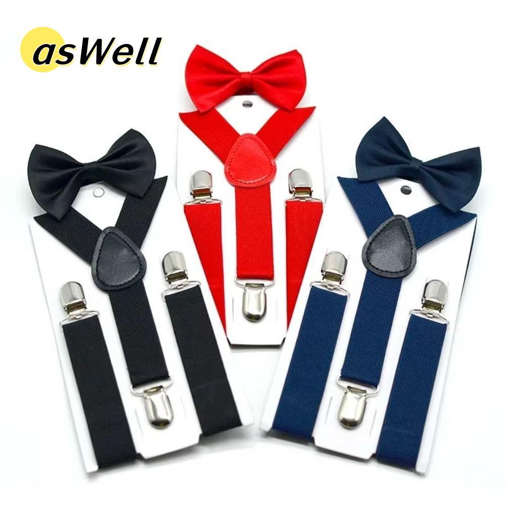 ASWELL Kids Suspenders, Dây treo màu trơn co giãn, Thắt lưng trẻ em có thể điều chỉnh