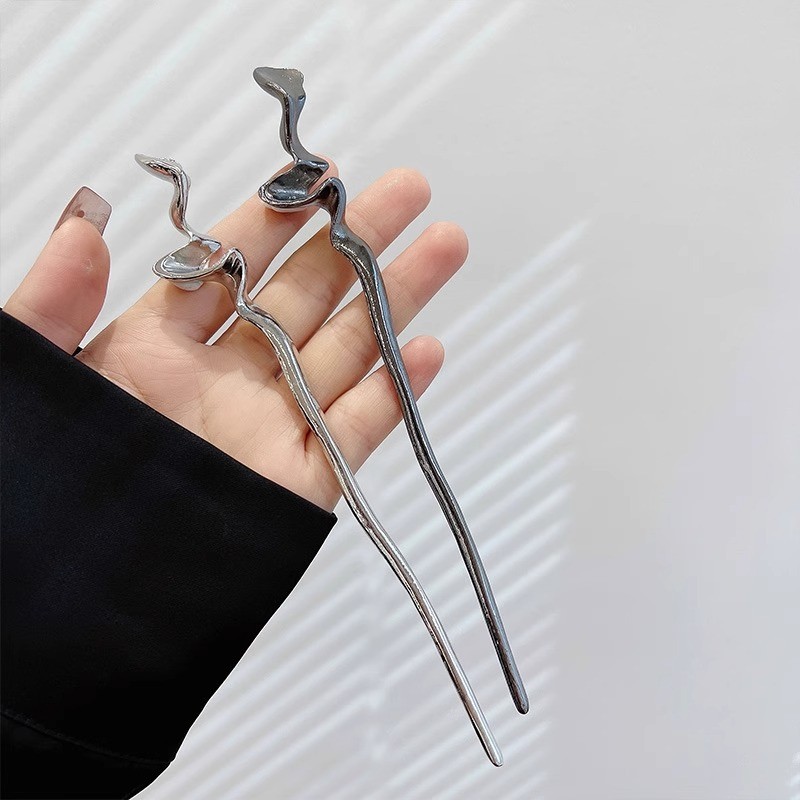 Preferred#New Chinese-style hairpin with a cool, minimalist feel, metal hairpin, niche hair accessor