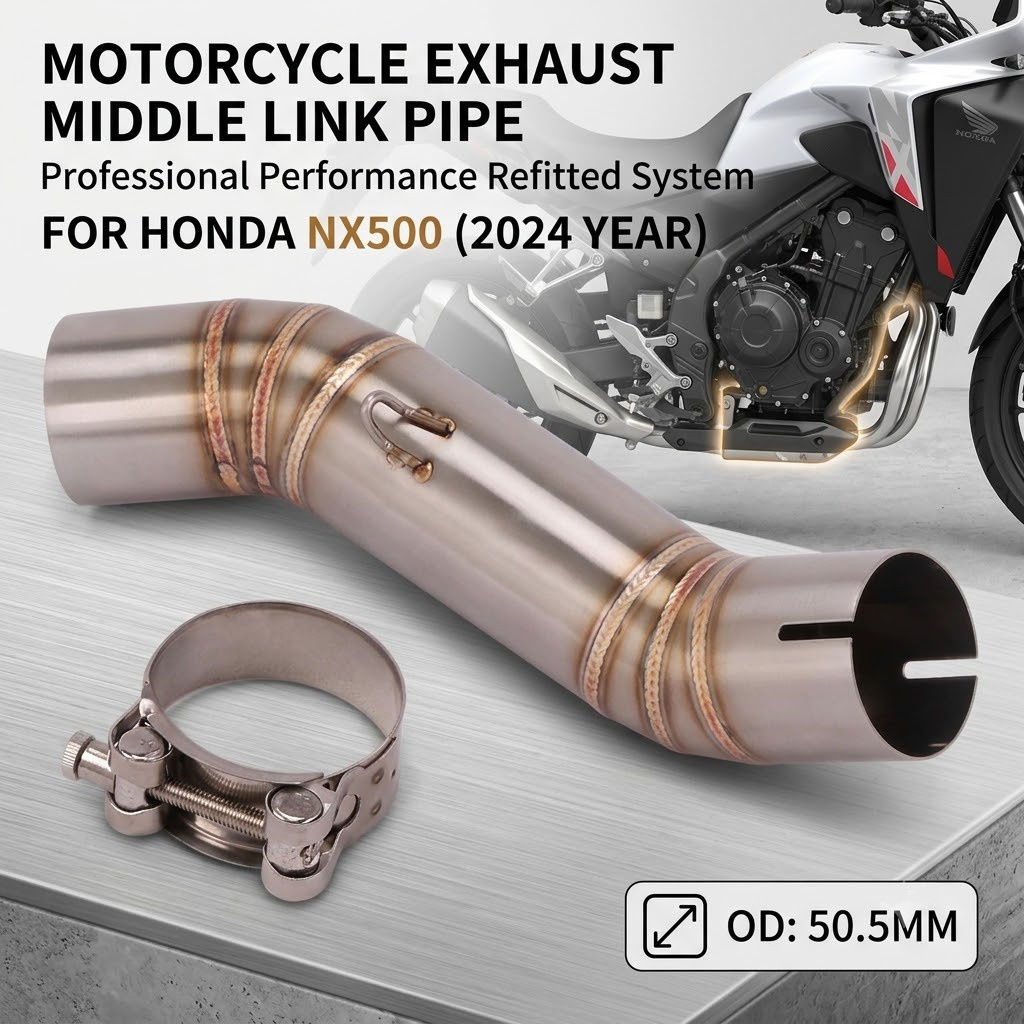 Slip On Cho XE HONDA NX500 NX 500 2024 Năm Xe Máy Xả Kết Nối 51mm Ống Giảm Thanh Không Gỉ Giữa Moto 