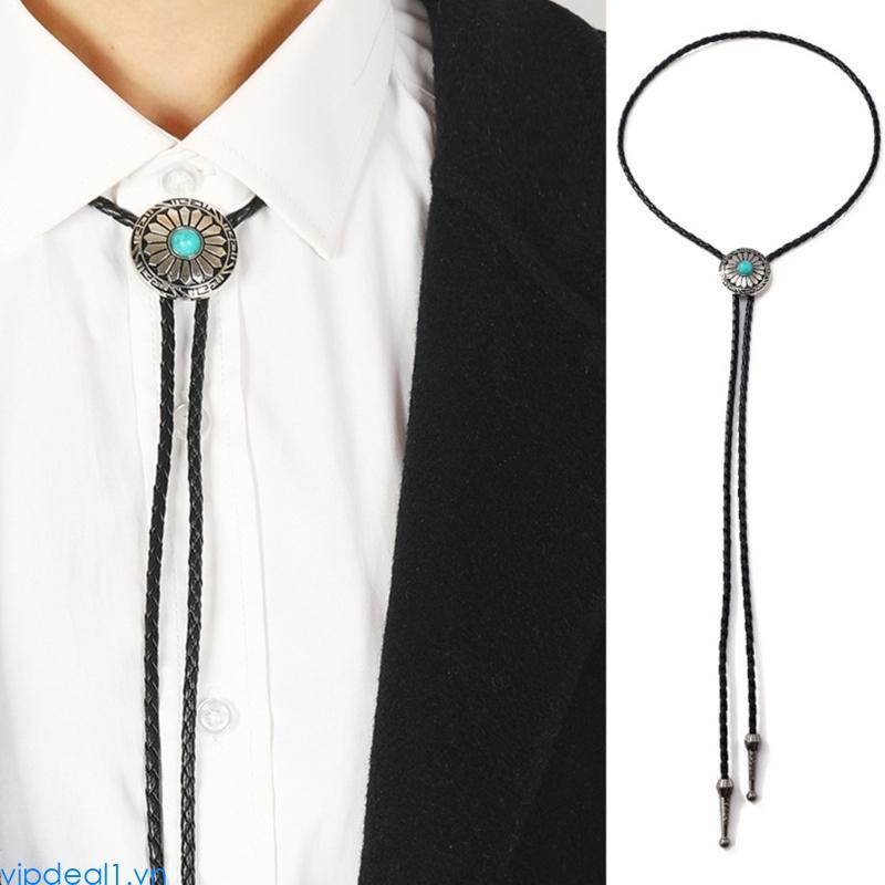 Vipdeal1 Western Bolo Tie dành cho nam Vintage Bolo Tie Cowboy Bolo Tie Turquoise Bolo Tie