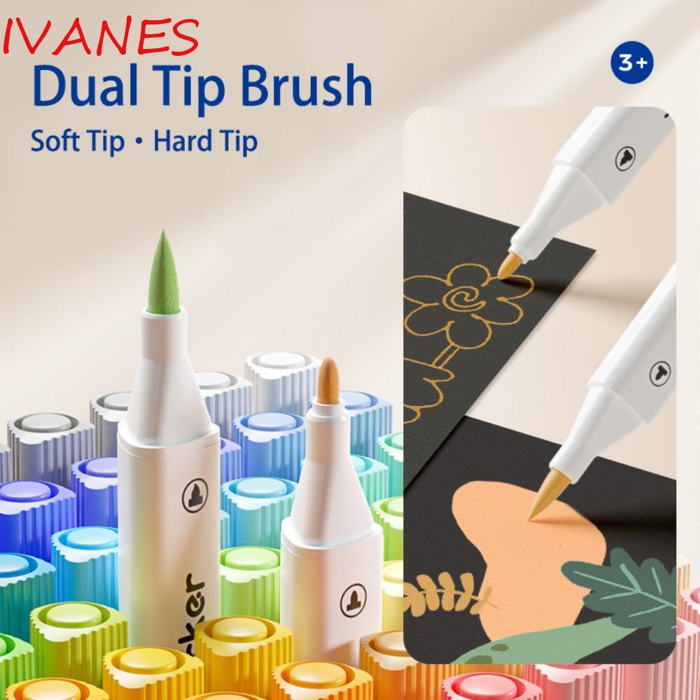 IVANES Dual Tip Brush Acrylic Paint Marker, Gel Pen Hook Liner 24 / 36 / 48 / 60 / 80 Màu Bút đánh d