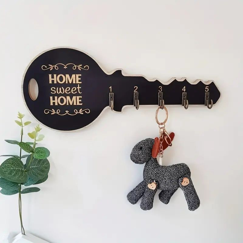 YOUPIN#Wooden Wall Hanging Decor Floating Rack Wall Hook Vintage Key Hook Entryway Key Holder5KK FIP