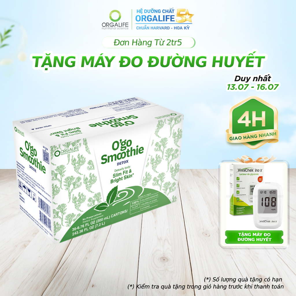 [ĐƠN 2TR5 TẶNG ĐO ĐƯỜNG HUYẾT] Thùng 36 Hộp O'GO SMOOTHIE DETOX Thanh Lọc Cơ Thể (200ml/Hộp)