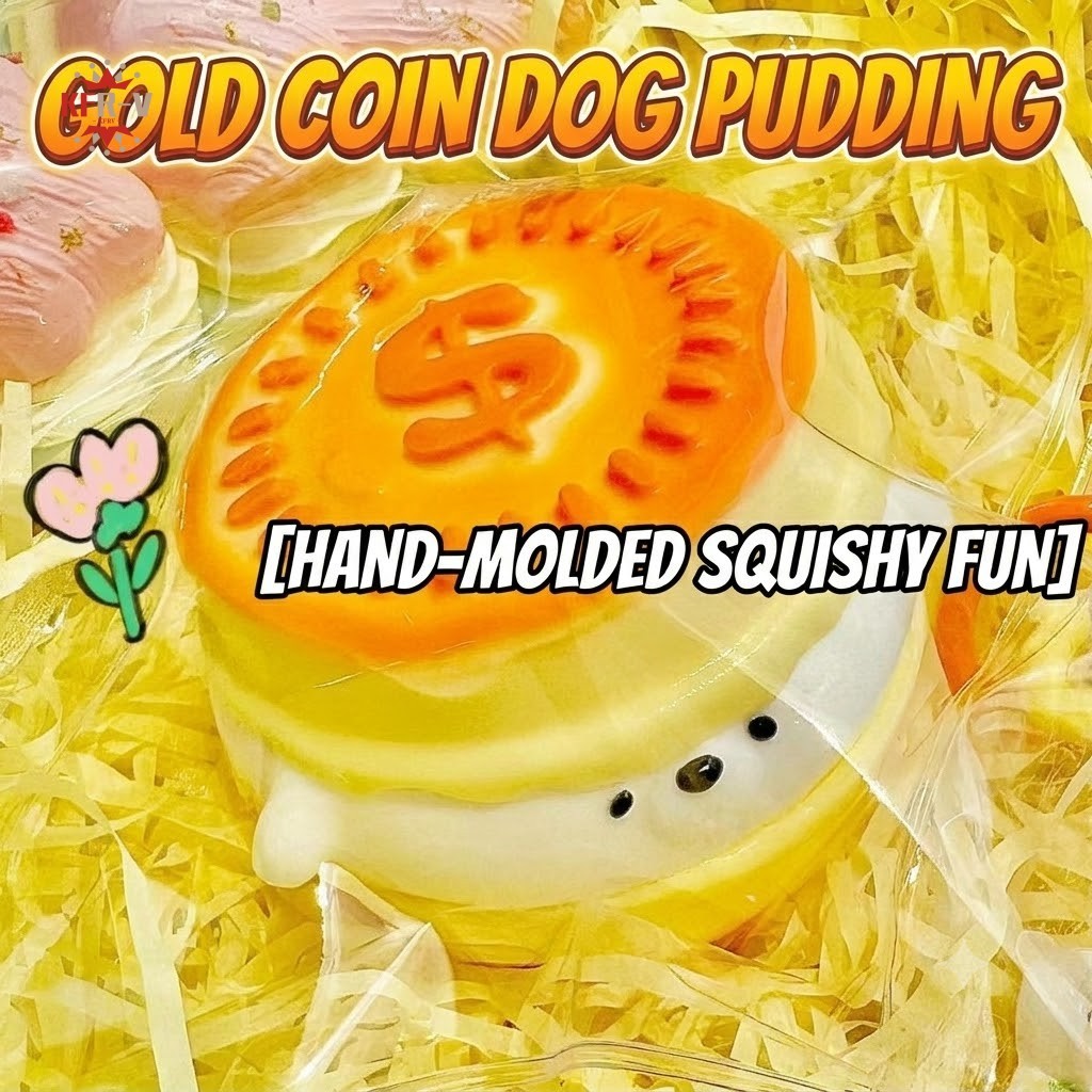Đồ chơi bóp hình bánh Pudding "Coin Dog" dễ thương – Đồ chơi giảm căng thẳng mềm mại, tăng chậm