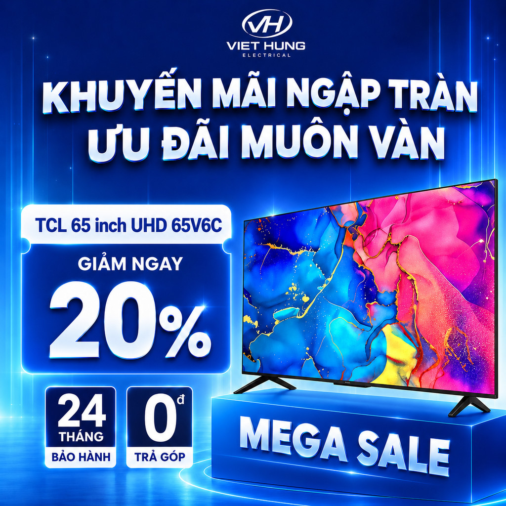 【4K HDR】TCL 55 inch UHD 55T66, Google TV, Tần số quét 60Hz, Chứng nhận Dolby Atmos, Lắp 0đ HCM HN