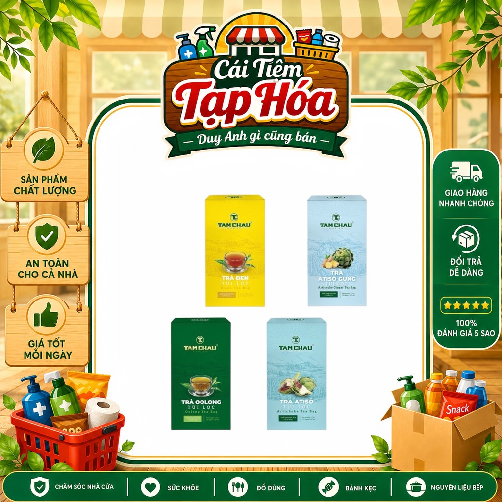 Trà Tâm Châu Túi Lọc 50g - Trà Đen / Atiso / Oolong / Atiso Gừng