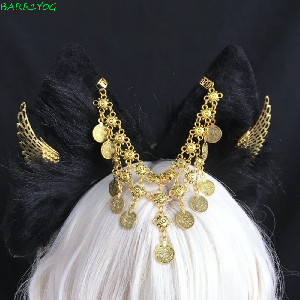 BARR1Y0G Cosplay Anubis Băng Đô, Băng Đô Quấn Tai Động Vật Hợp Kim Sang Trọng, Cánh Vàng Dễ Thương T
