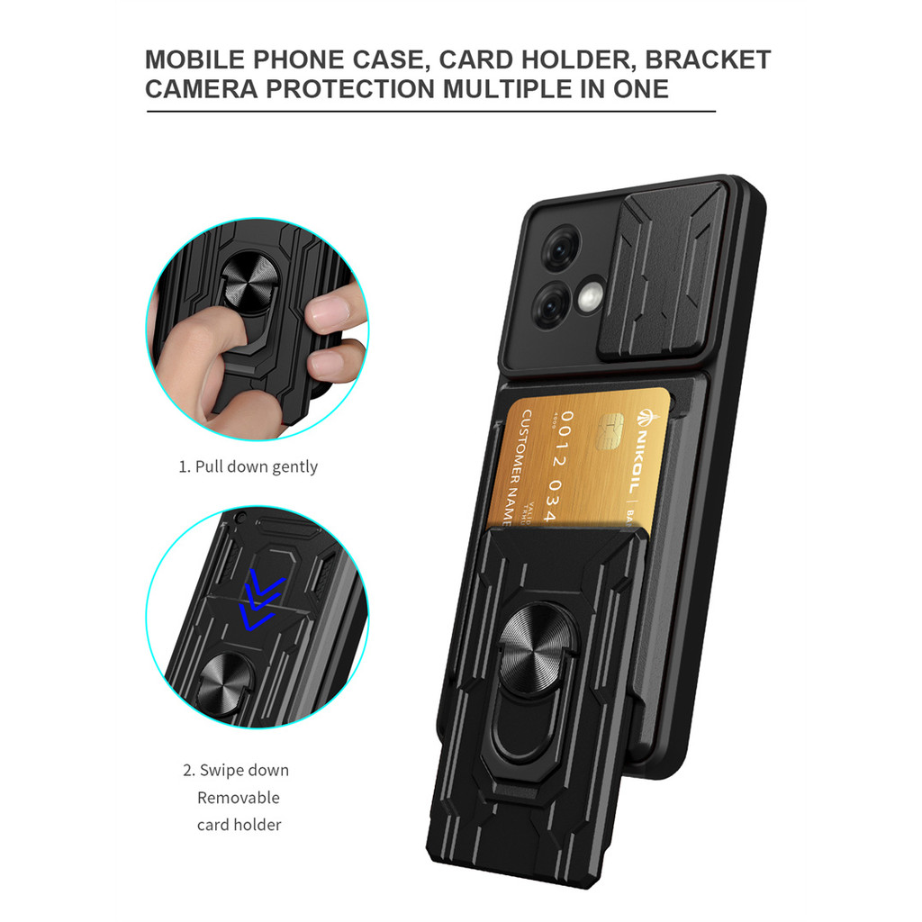 Dành Cho Motorola G84 5G Ốp Lưng Nhẫn Giá Đỡ Giáp Chống Sốc Chia Lưng Thẻ Coque Cho Moto G84 5G Trượ