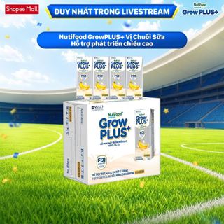 [Livestream Hannah Olala] Thùng 24 hộp Sữa bột pha sẵn Nutifood Sweden GrowPLUS+ Vị Chuối Sữa hộp 180ml - Trên 1 tuổi