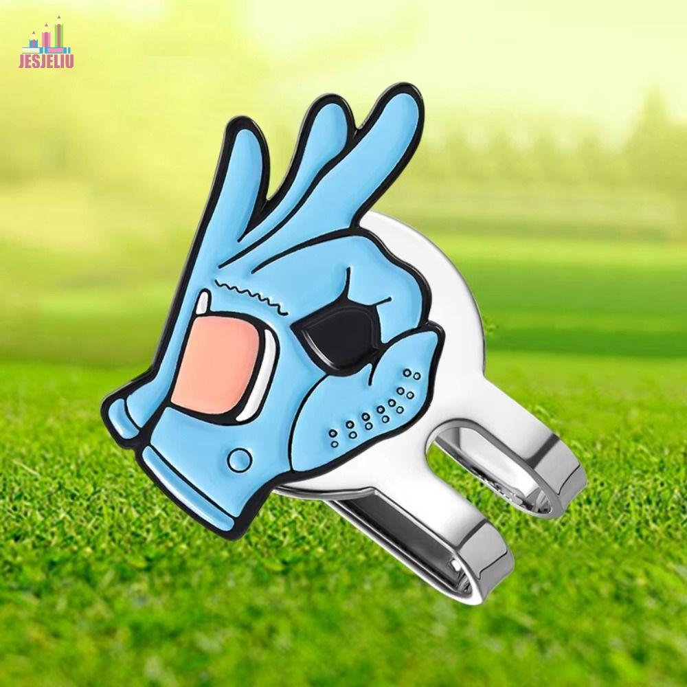JESJELIU Golf Cap Clip, OK Sign Họa Tiết Hoạt Hình Golf Ball Mark, Sáng Tạo Dễ Dàng Gắn Vành Trang T