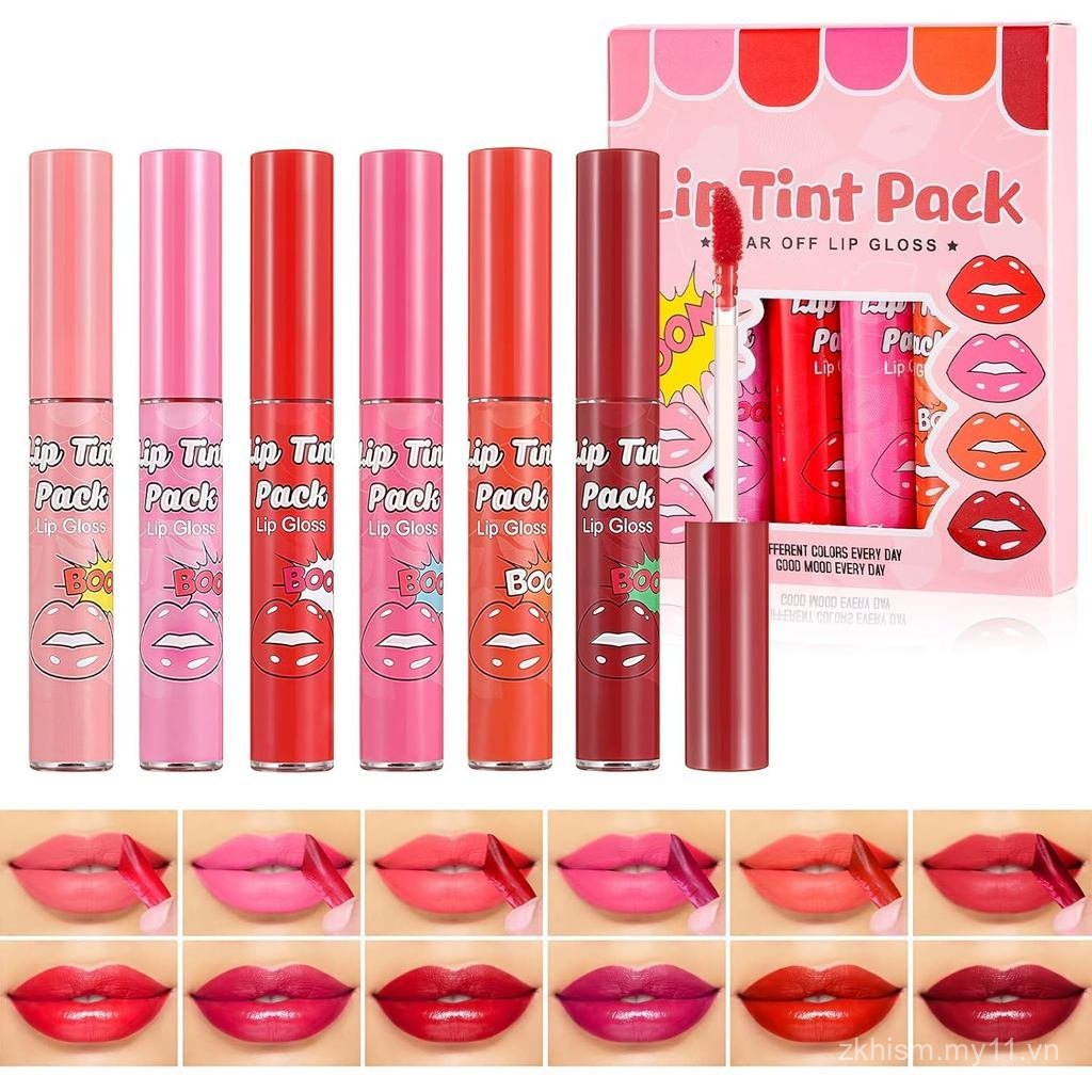 DAGEDA 6 Màu Peel Off Lip Stain Set, Hình xăm chống thấm nước Peel Off Lip Tint, Son lót môi không d