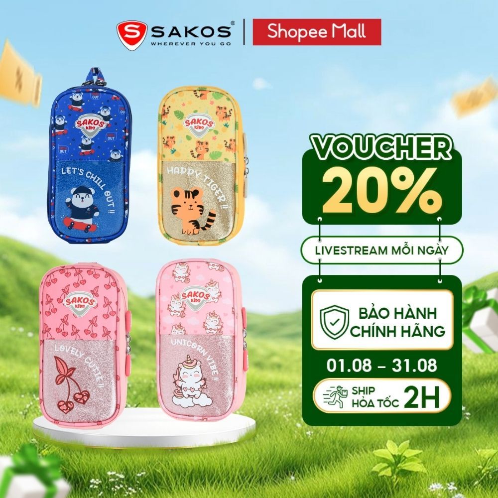 Bóp Đa Năng Đựng Bút Dụng Cụ SAKOS SHINE CASE Chống Thấm Dễ Thương