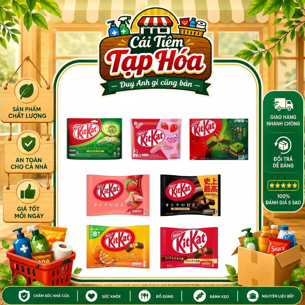 [GÓI LỚN] KitKat Socola Nhật Bản Nhiều Vị | Bánh Xốp Phủ Socola KitKat Matcha Dâu Cam Nhân Bánh Xốp