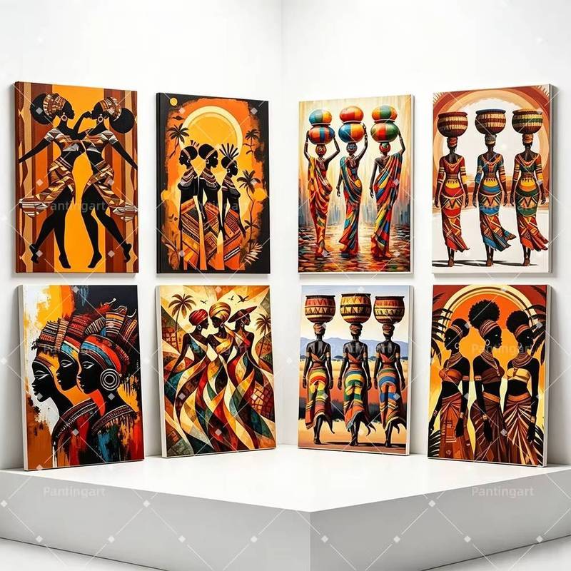 African Black Women Canvas Painting Retro African Tribal Women Posters Wall Art Prints For Living Ro