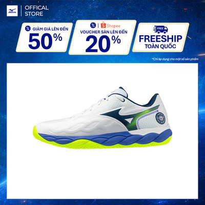 Giày Tennis UNISEX WAVE ENFORCE COURT AC - Trắng Xanh - 61GA243220