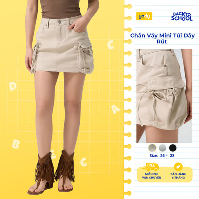 🔥🔥[Đồng giá] Chân Váy YODY Chữ A, kiểu dáng Mini Túi Dây Rút Màu Nhuộm TRA - WYSK25S013