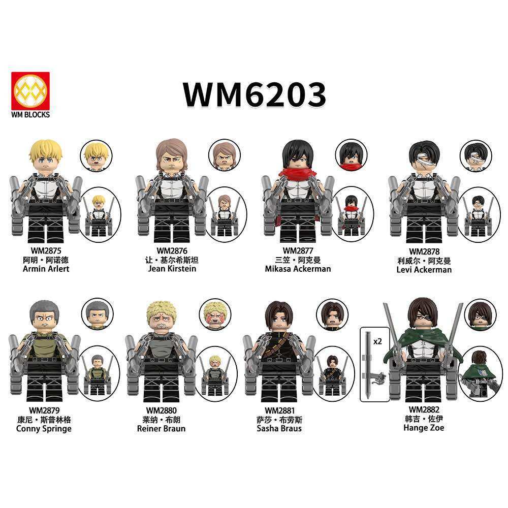 Minifigure Attack On Titan Đồ Chơi Lắp Ráp Mô hình Các Nhân Vật Truyện Tranh Attack on TiTan (WM6203