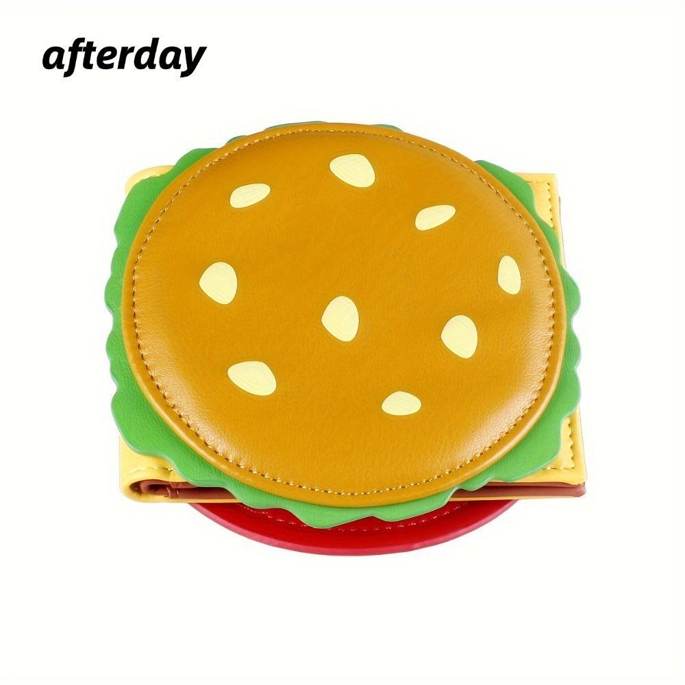 Túi Đựng Tiền Ví AFTERDAY568, Túi Đựng Thẻ ID Di Động Hình Burger Dễ Thương, Thẻ Tín Dụng Da PU Đa N