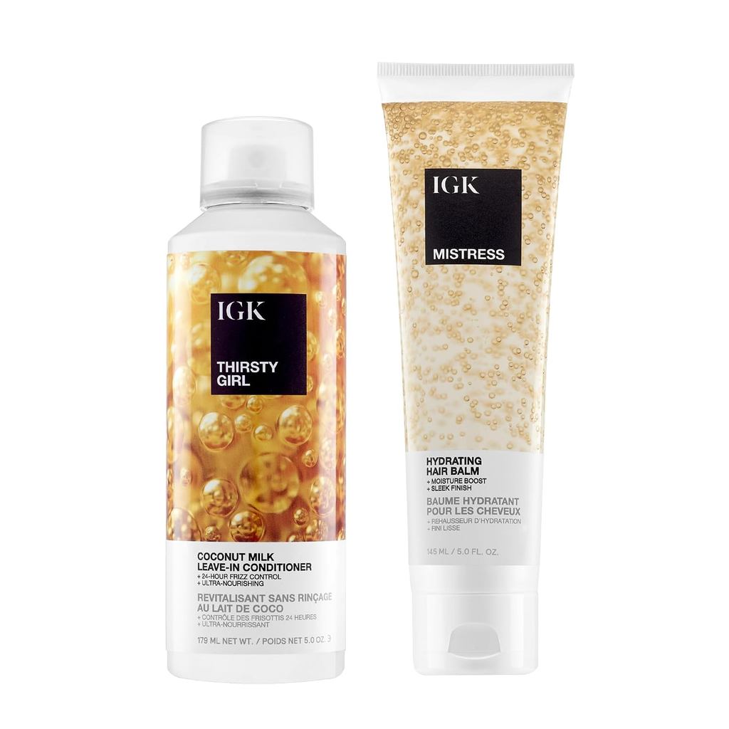 IGK Thirsty Girl Hydrating Hair + Mistress Hydrating Hair Balm – Bộ đôi dưỡng ẩm & tạo kiểu tóc để m
