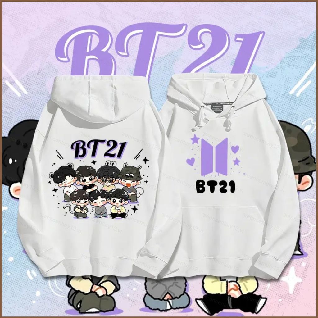 GC12 BTS BT21 RM Jin SUGA / Agust D Áo Hoodie KPOP Áo Unisex Dài Tay Top GC12