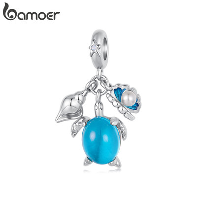 Bamoer Charm Biển Rùa Vỏ Mặt Dây Chuyền DIY Cho Vòng Tay Quà Tặng Cho Nữ