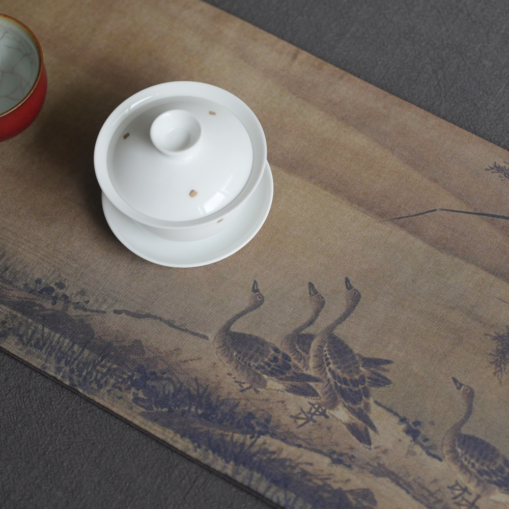 Mùa Xuân Tranh Bùn Vải Lanh Cotton Cách Nhiệt Pad Trà Lễ Kung Fu Phụ Kiện Vải Lanh Cotton Bàn Cờ Zen