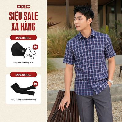Áo Sơ Mi Nam Ngắn Tay DGC Dáng Suông Smart Casual, Cổ Narrow, Chất Vải Cao Cấp Thoáng Mát-SASNBC67M