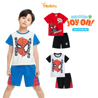  Đồ bộ thun ngắn tay quần lửng Spider-Man bé trai Rabity 560.029