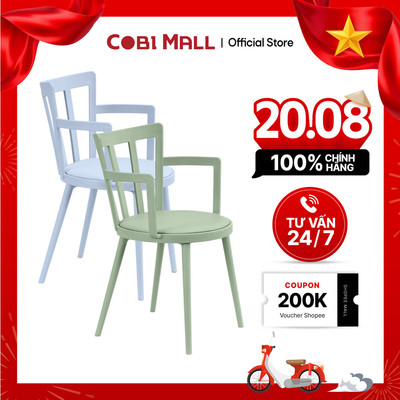 Ghế Nhựa Đúc Cao Cấp Petio 2 Màu Xanh Pastel Có Đệm Da PU Nhẹ Nhàng, Bền - Cobihome