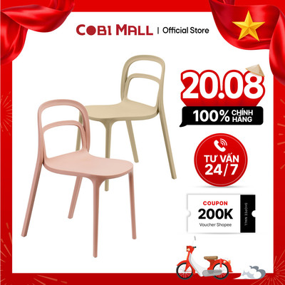 Ghế Nhựa Đúc Liền Khối Cao Cấp Lưng Tựa Chịu Lực Xếp Chồng Được - Cobi Home