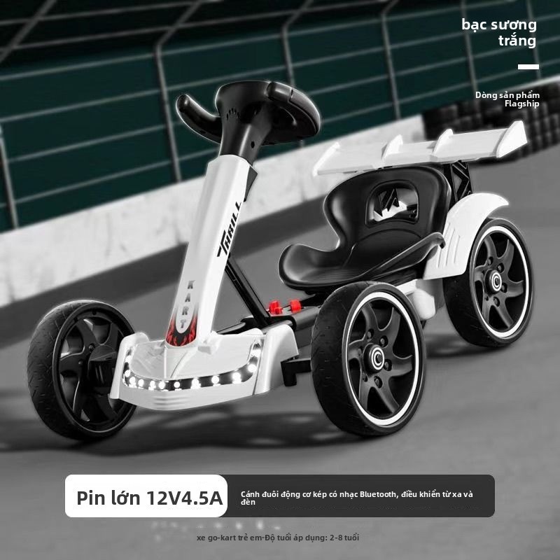 Xe Go-kart điện trẻ em điều khiển từ xa 12V ắc quy bền bỉ có nhạc bluetooth phong cách
